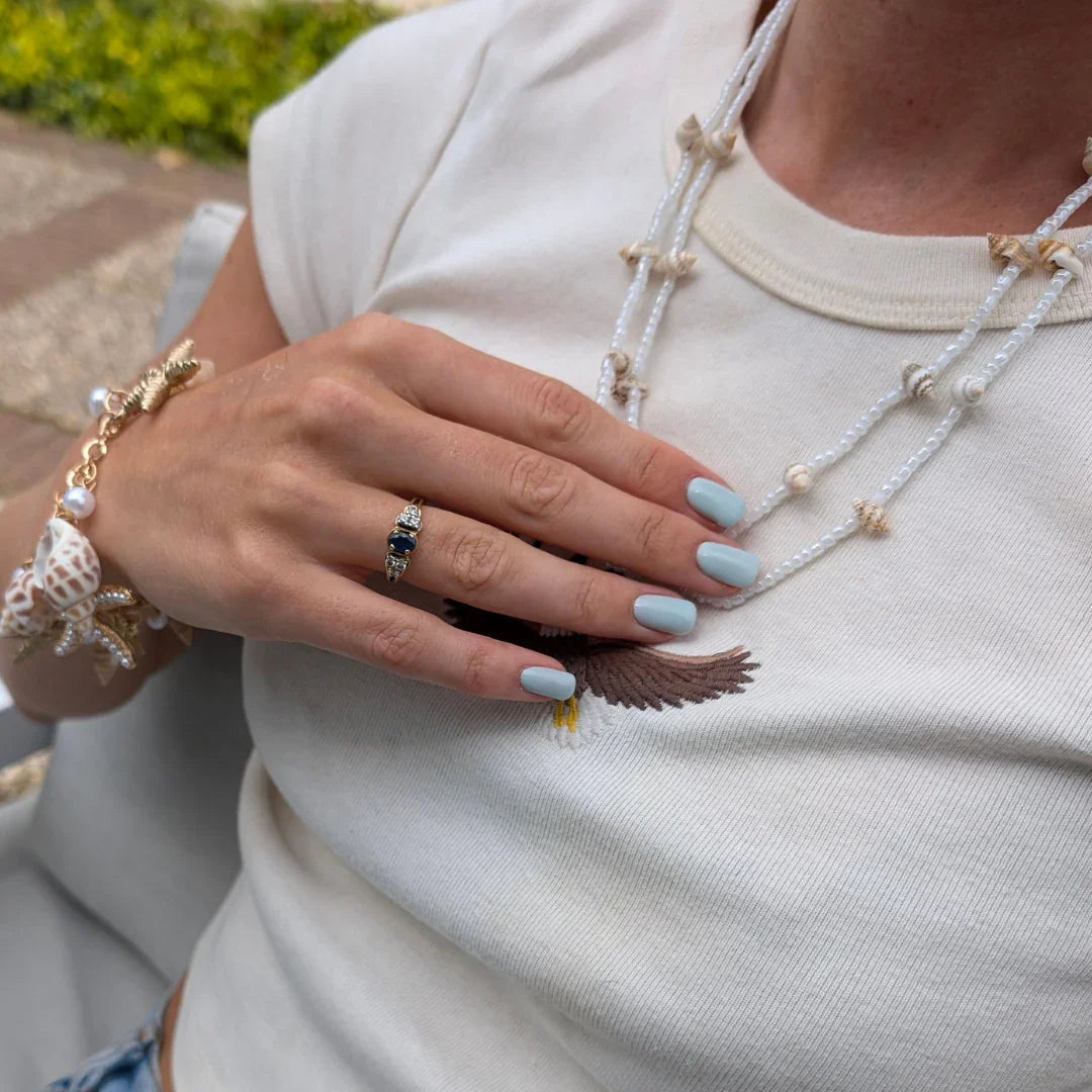 Dubbele ketting parel kraaltjes met kleine schelpjes - Casa Jadel