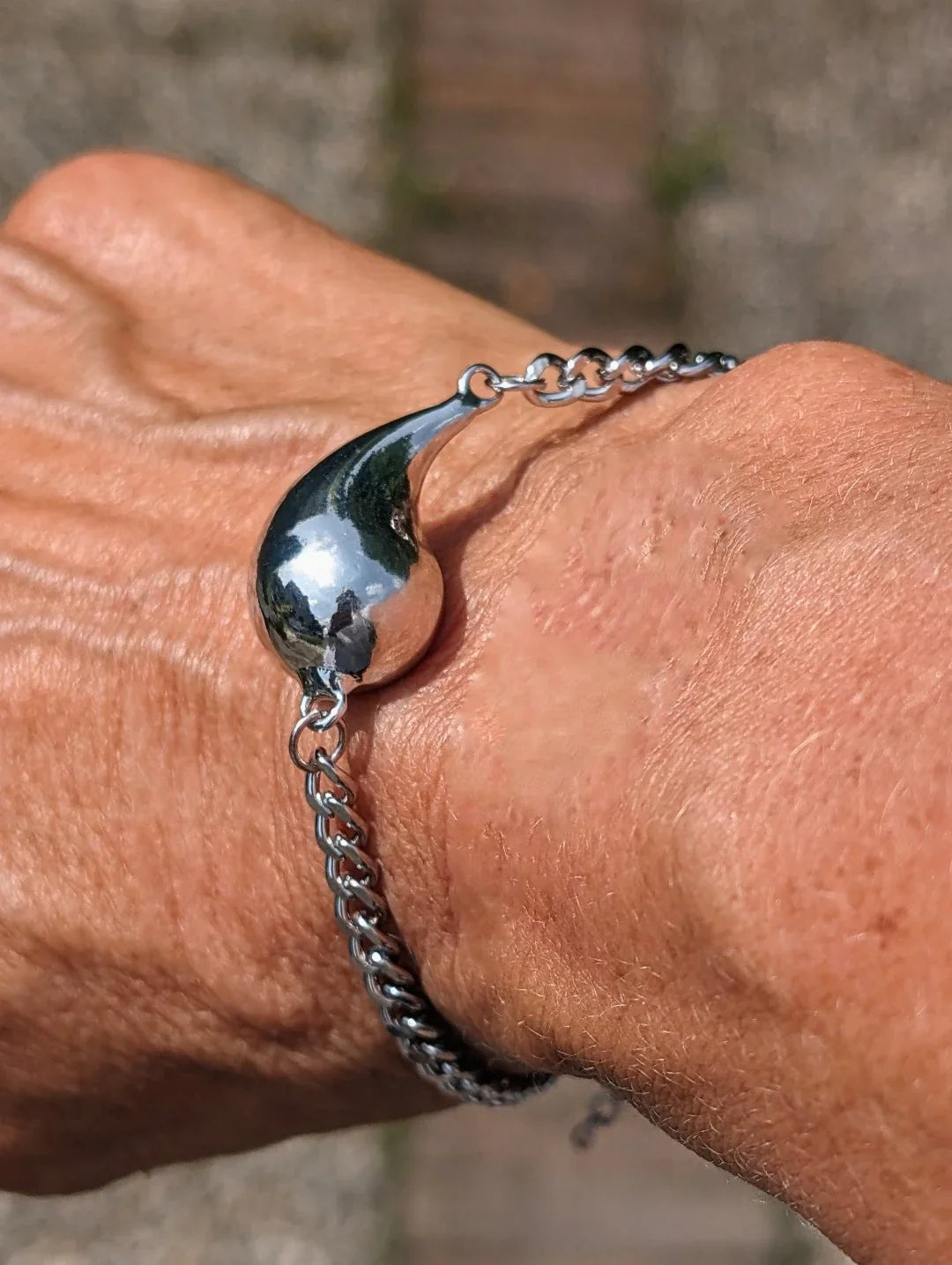 Zilveren armband met schakels en design druppel - Casa Jadel