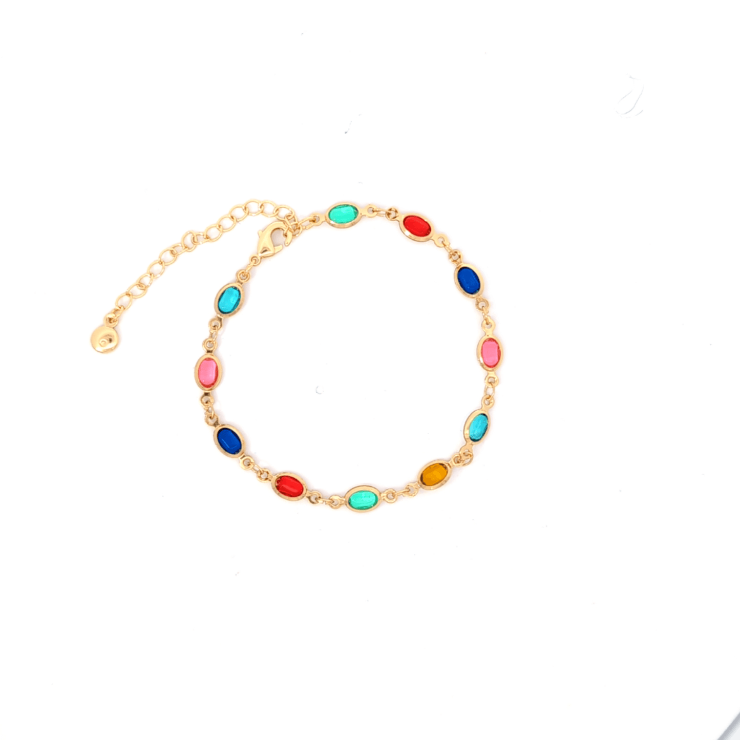 Setje gouden multicolor schakel armband en ketting