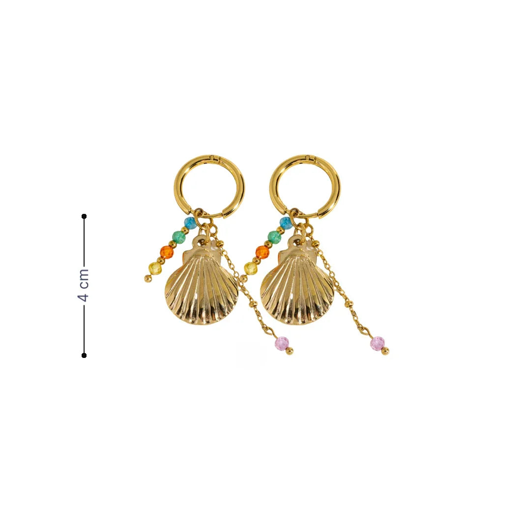 Gouden oorringetjes met schelp multicolor kraaltjes - Casa Jadel