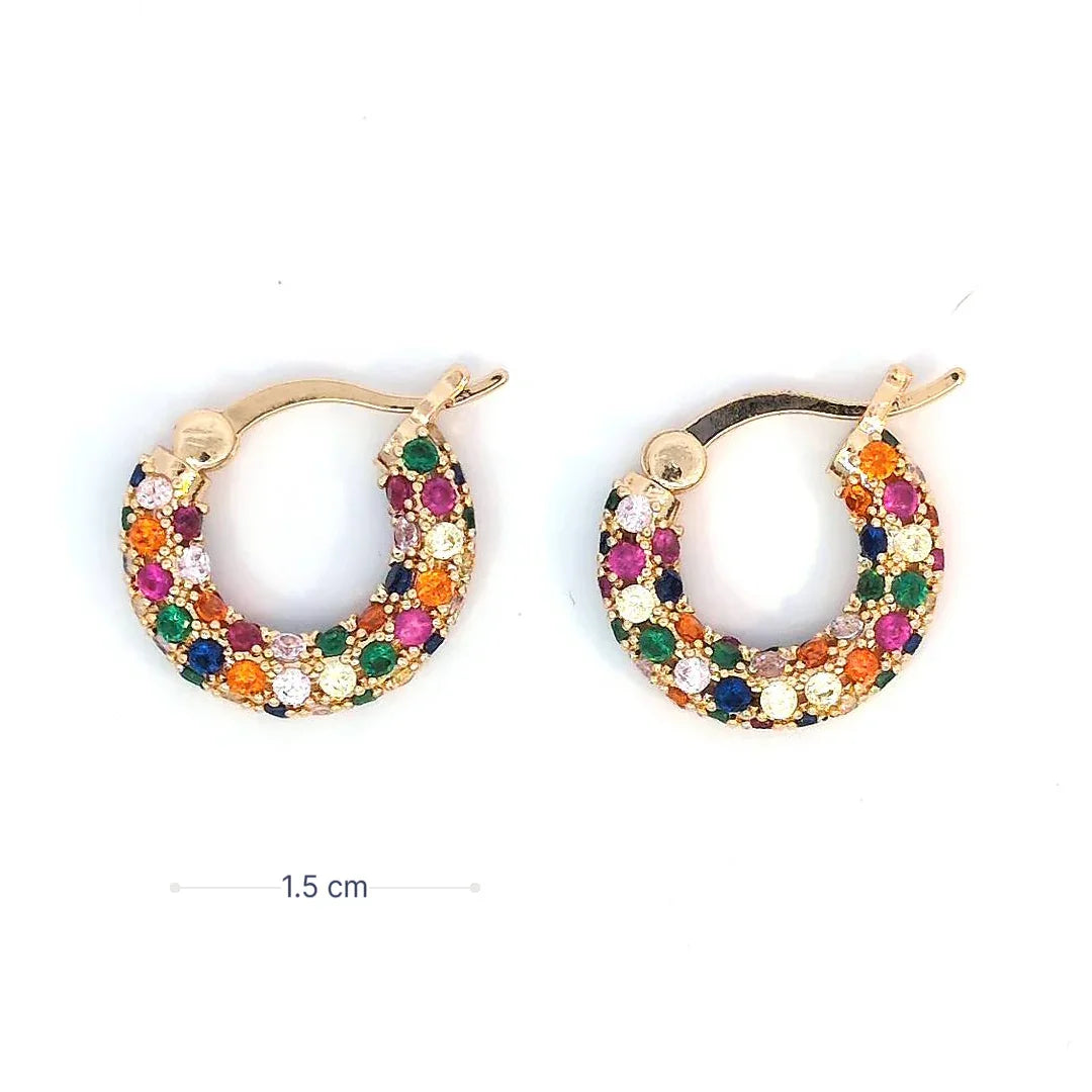 Kleine oorringetjes met multi color strass steentjes - Casa Jadel