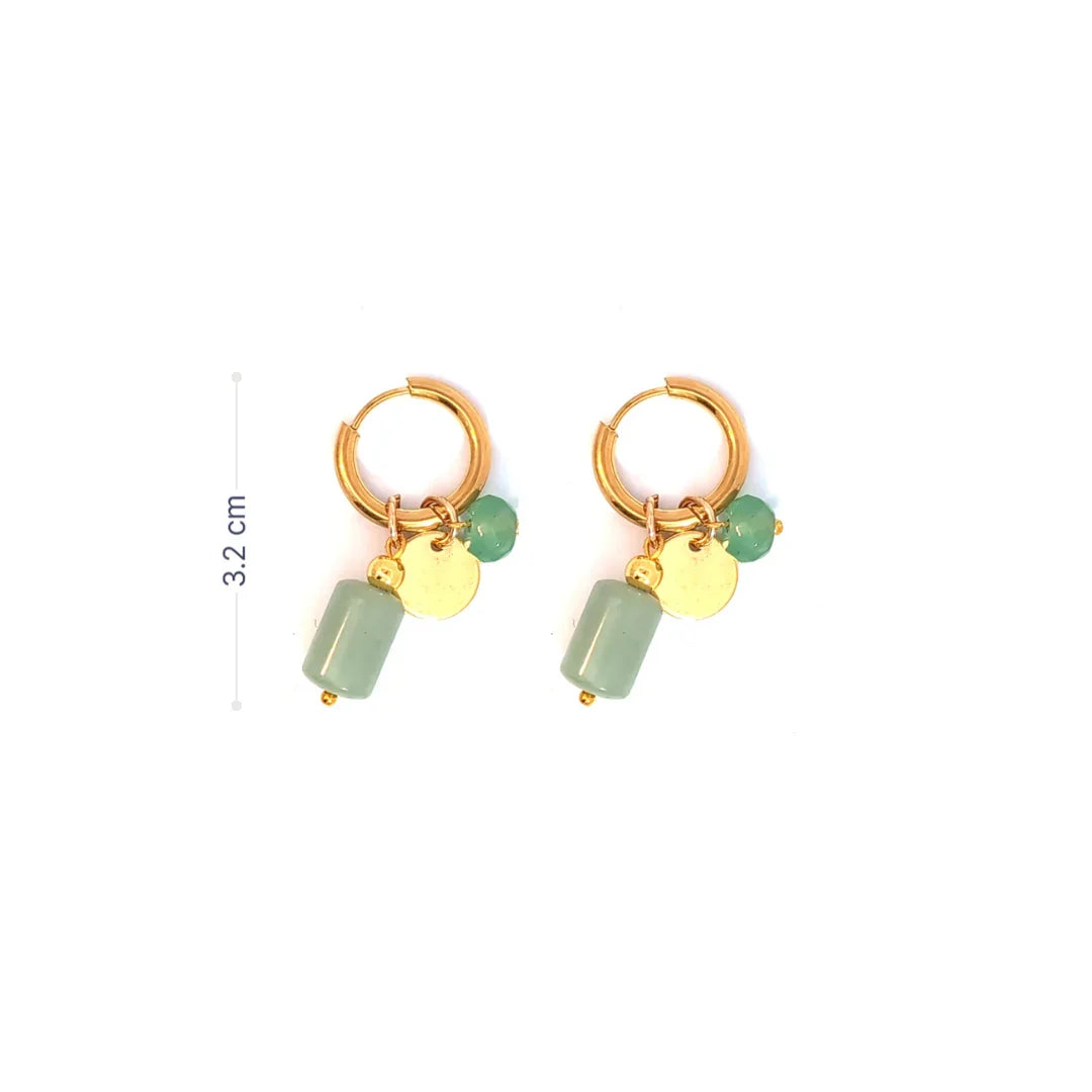 Oorringetje met groene bedels - Casa Jadel