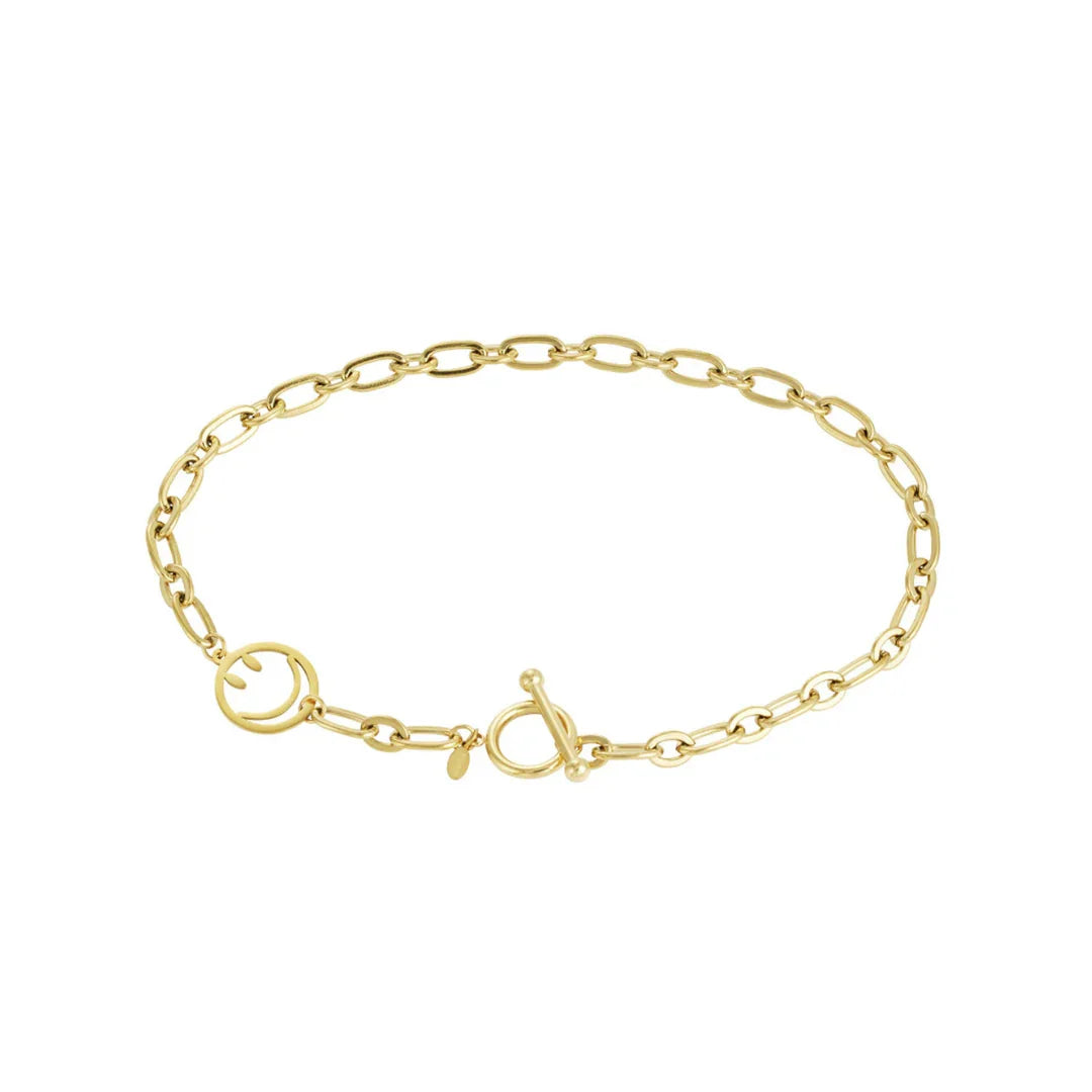Gouden chocker ketting met smiley - Casa Jadel