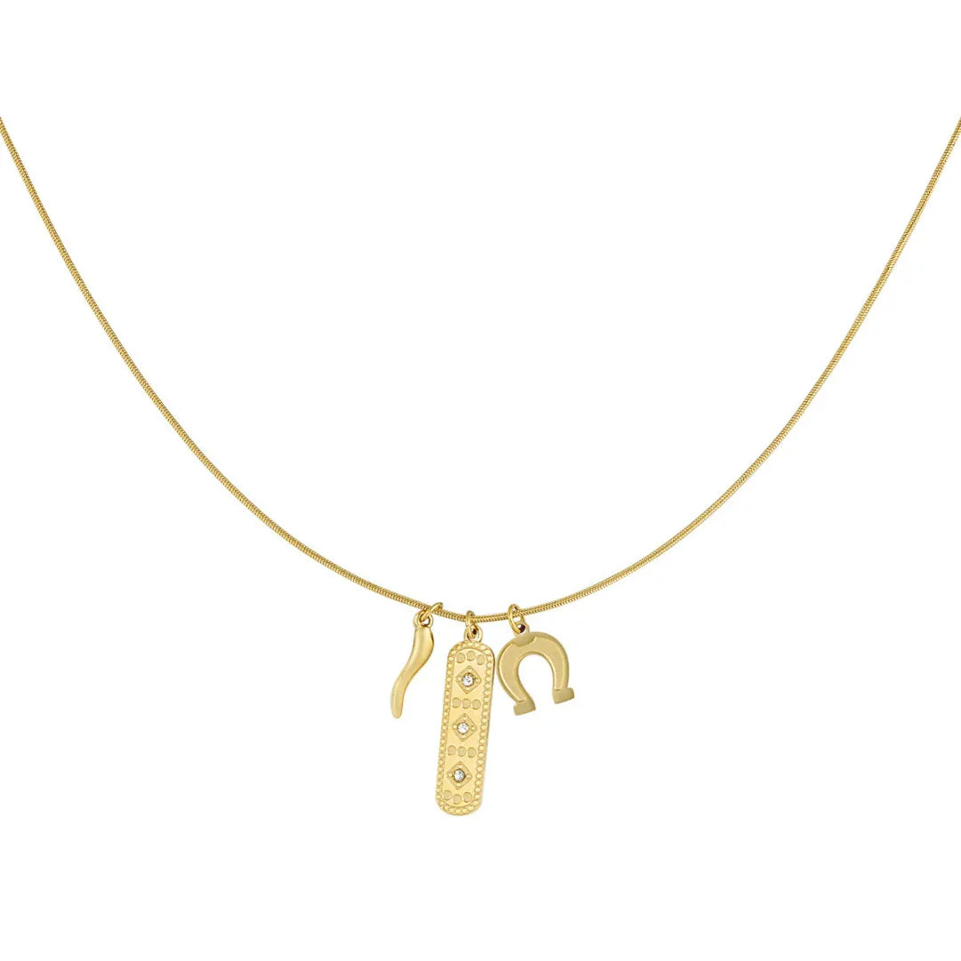 Gouden ketting met bedels hoefijzer - Casa Jadel