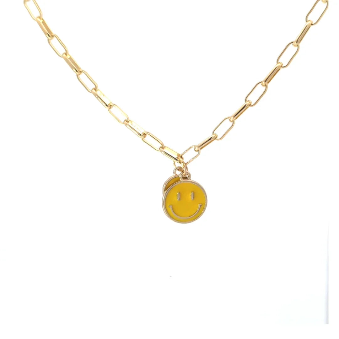 Gouden ketting met grote en kleine gele smiley - Casa Jadel