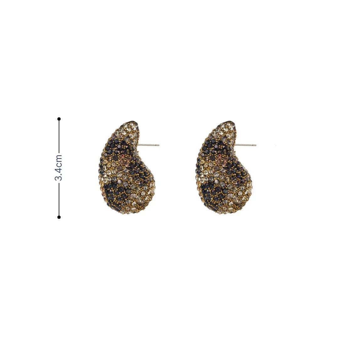 Druppel oorknopjes met panter print glitters allover - Casa Jadel