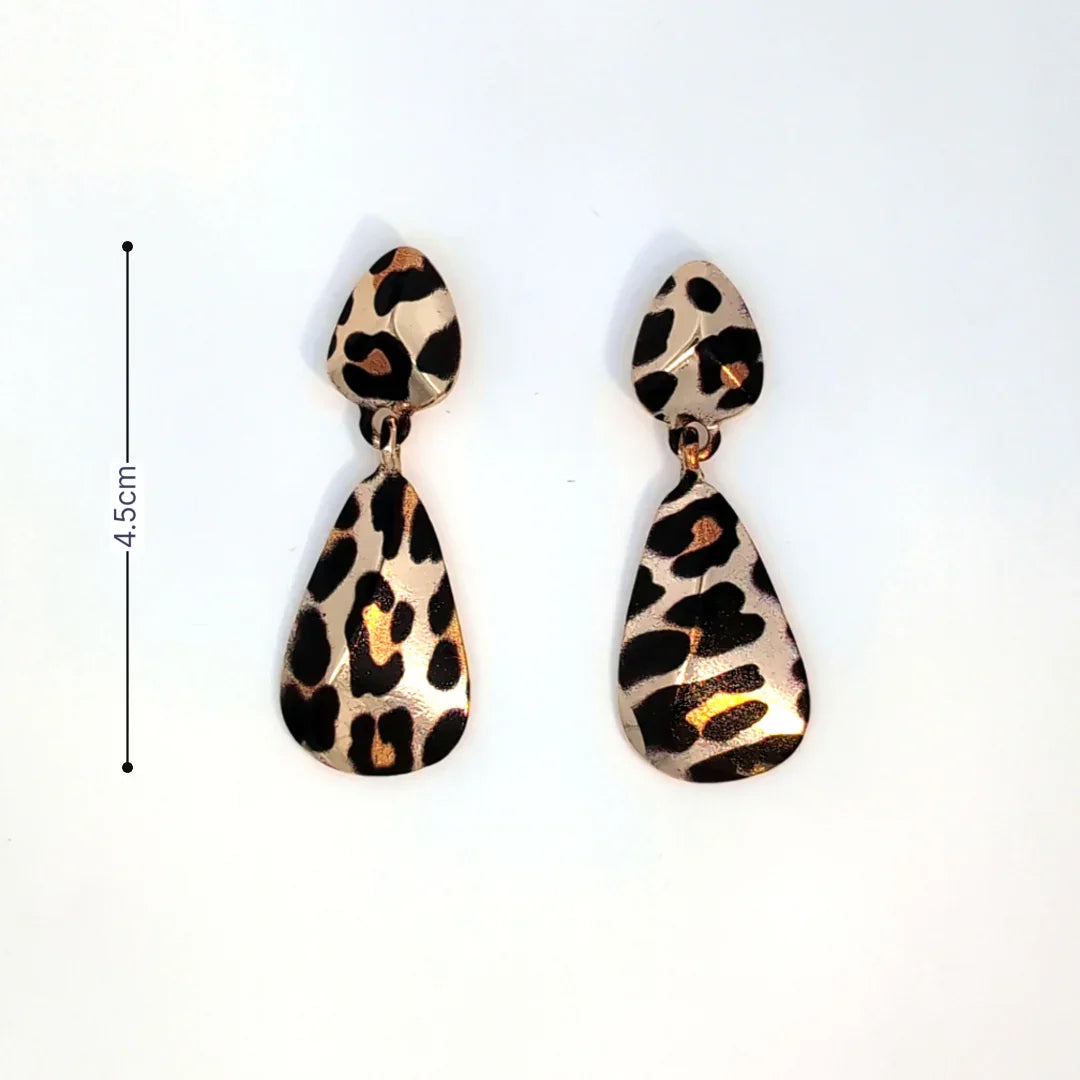 Oorknopjes dubbele druppel panterprint