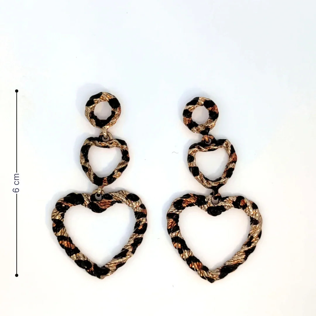 Oorknopjes dubbele hartjes panterprint - Casa Jadel
