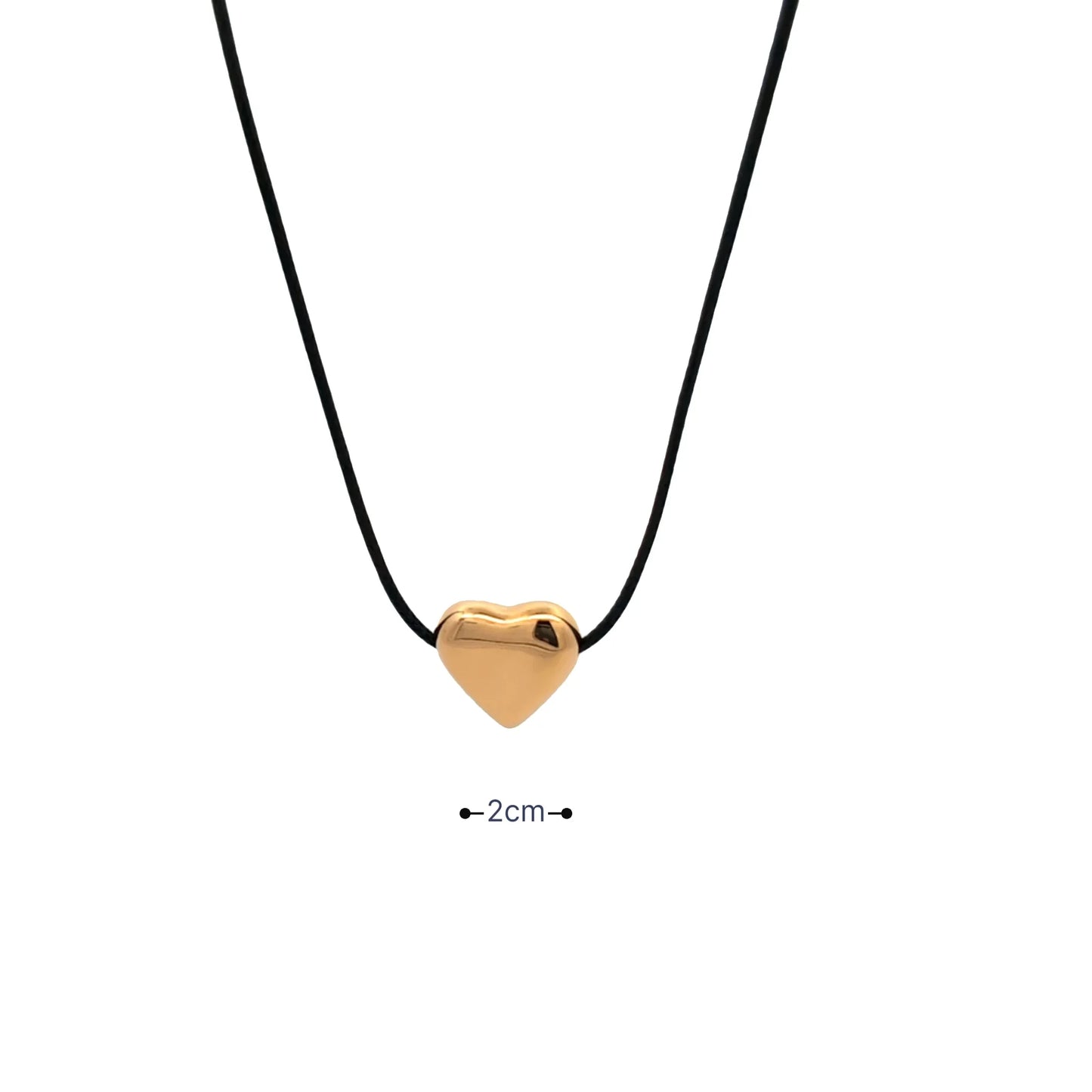 Zwart koord ketting met gouden hart - Casa Jadel