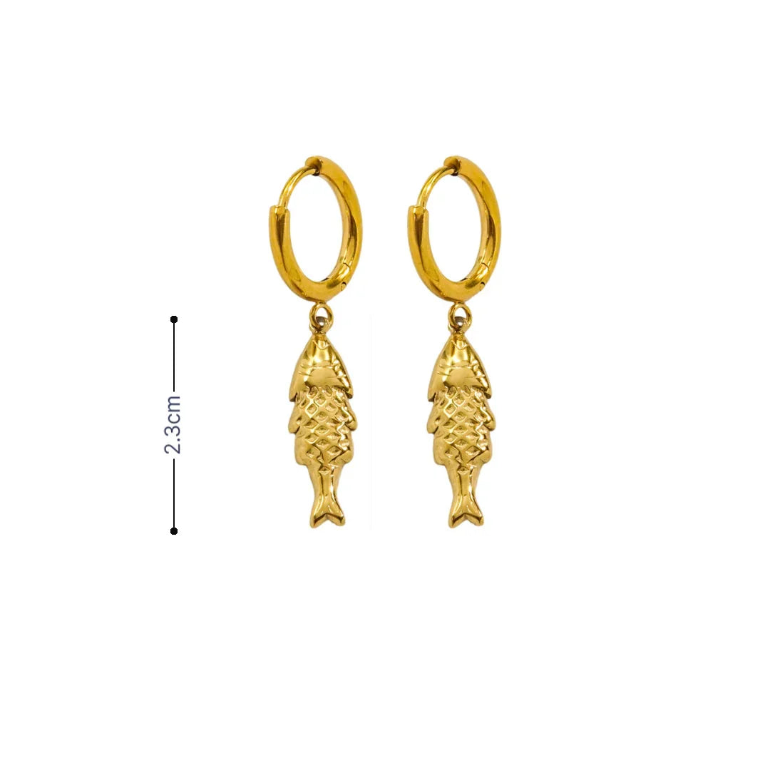 Gouden oorringetjes met visje - Casa Jadel