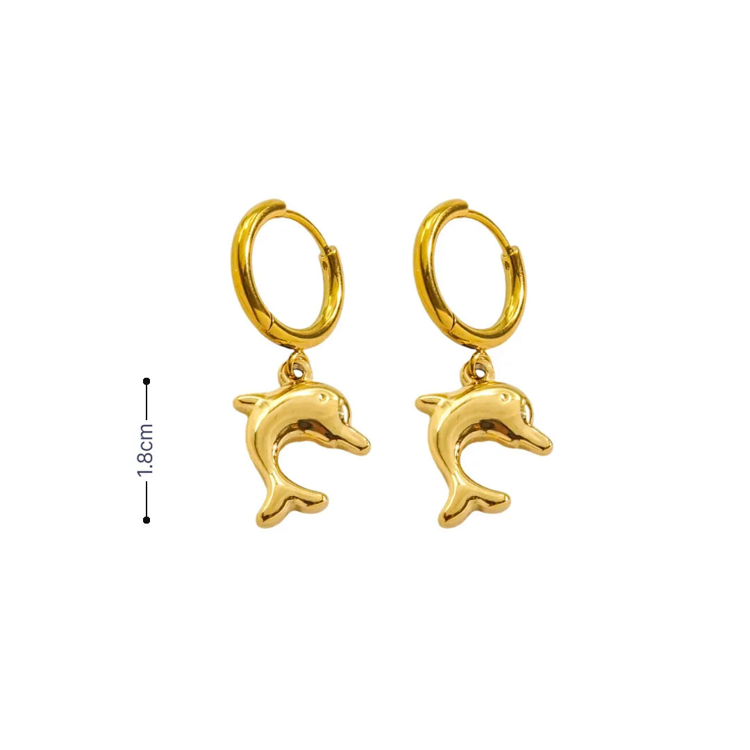 Gouden oorringetjes met dolfijntje - Casa Jadel