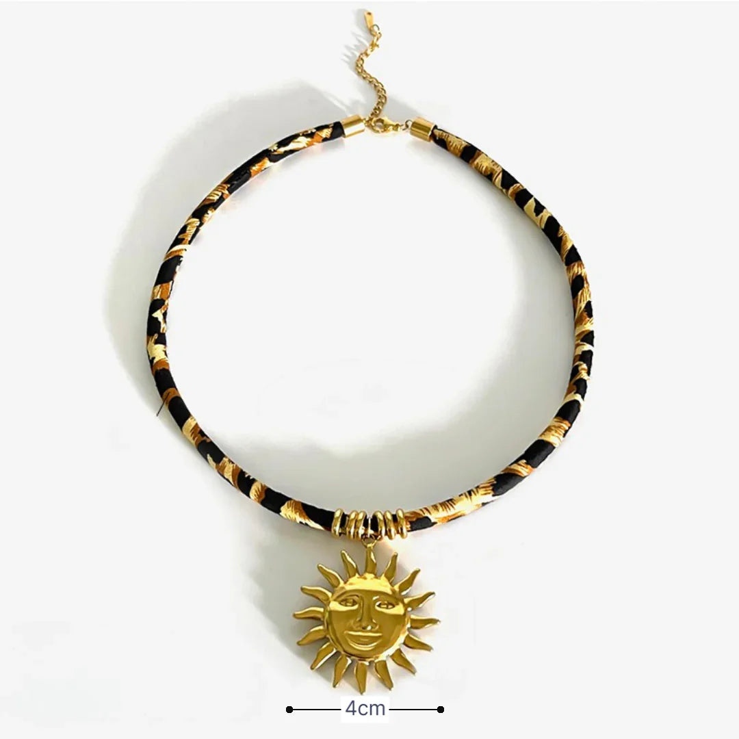 Panterprint ketting met statement zon - Casa Jadel
