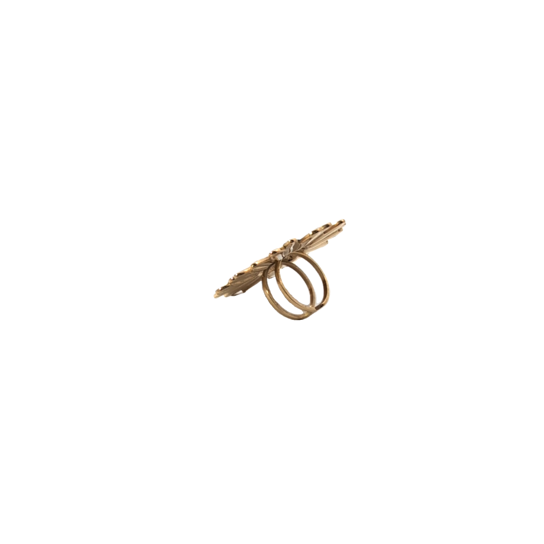 Verstelbare goudkleurig ring met statement bloem