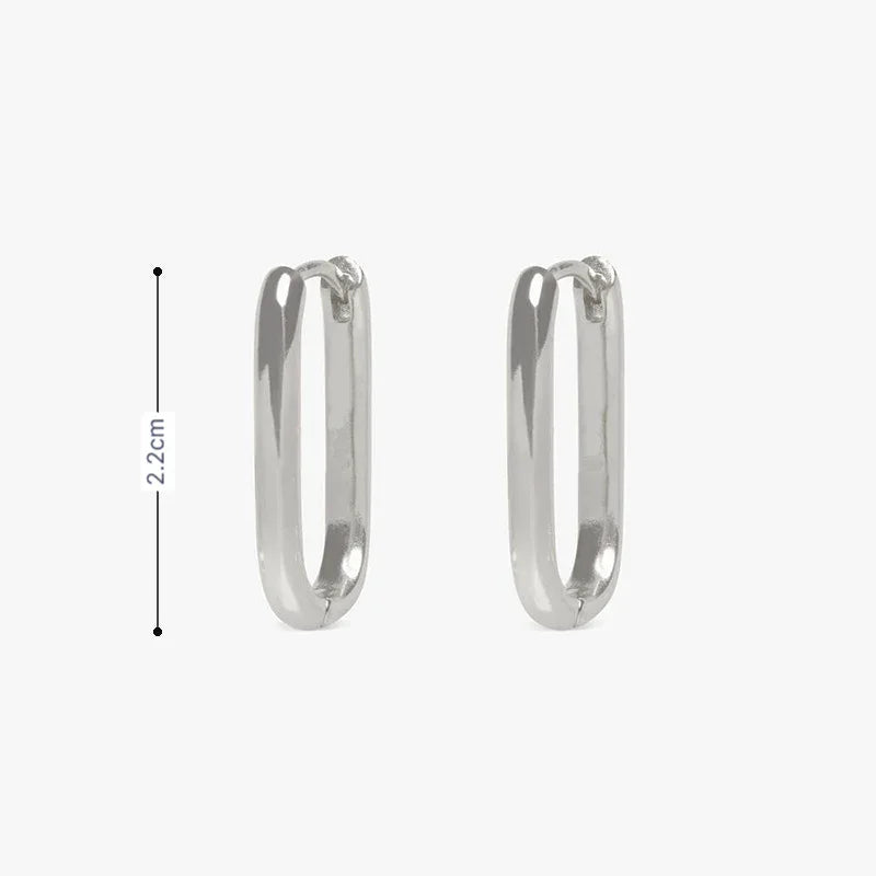 Zilveren langwerpig ovale oorring basic - L - Casa Jadel