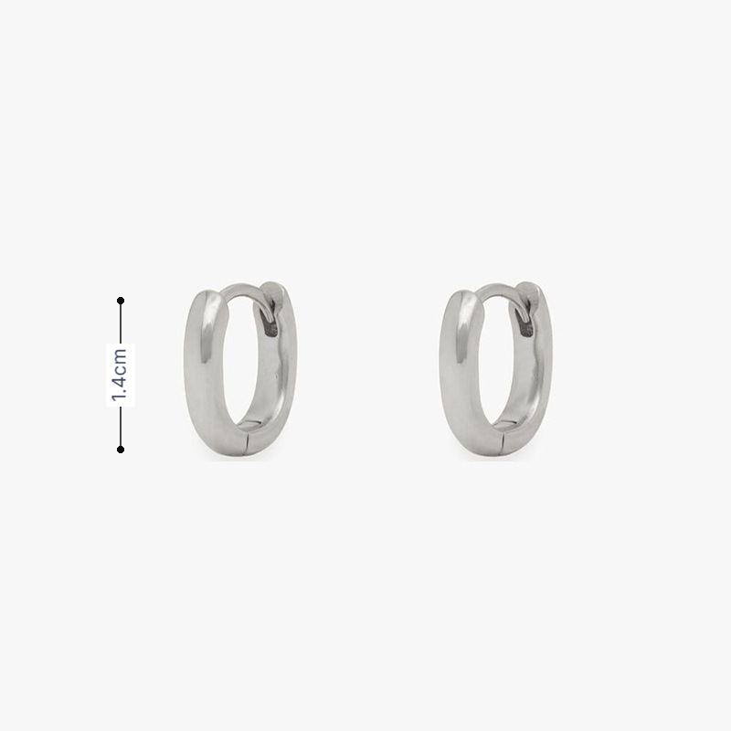 Zilveren langwerpig ovale oorring basic - S