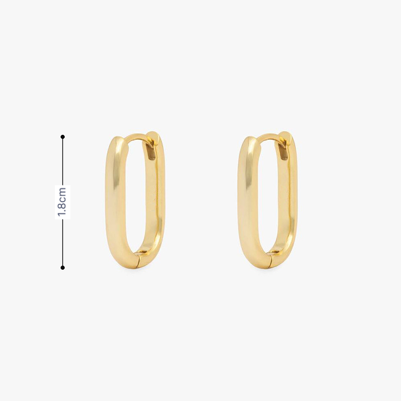 Gouden langwerpig ovale oorring basic - M