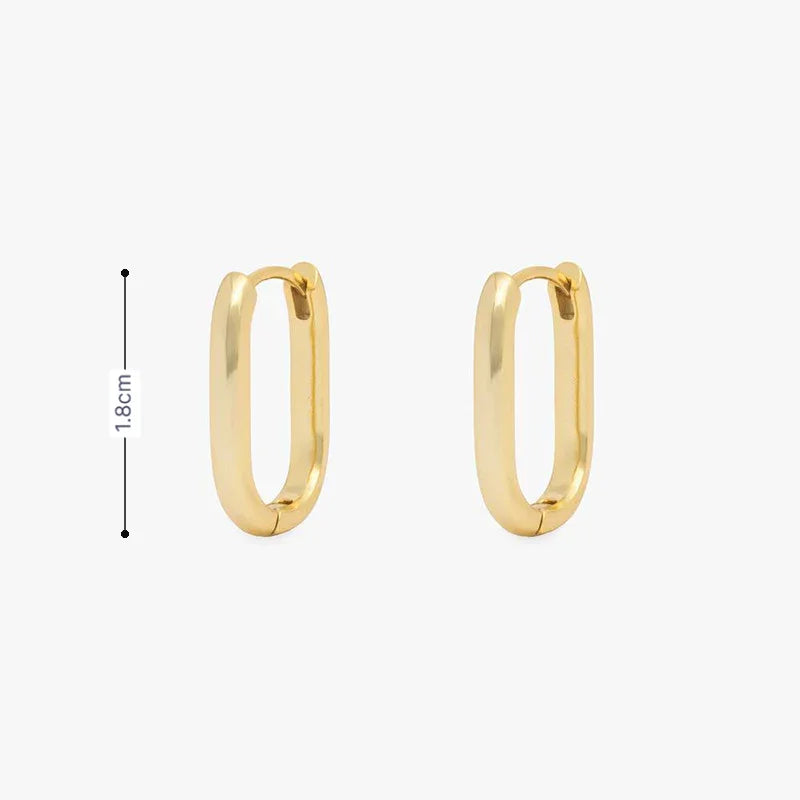 Gouden langwerpig ovale oorring basic - M - Casa Jadel