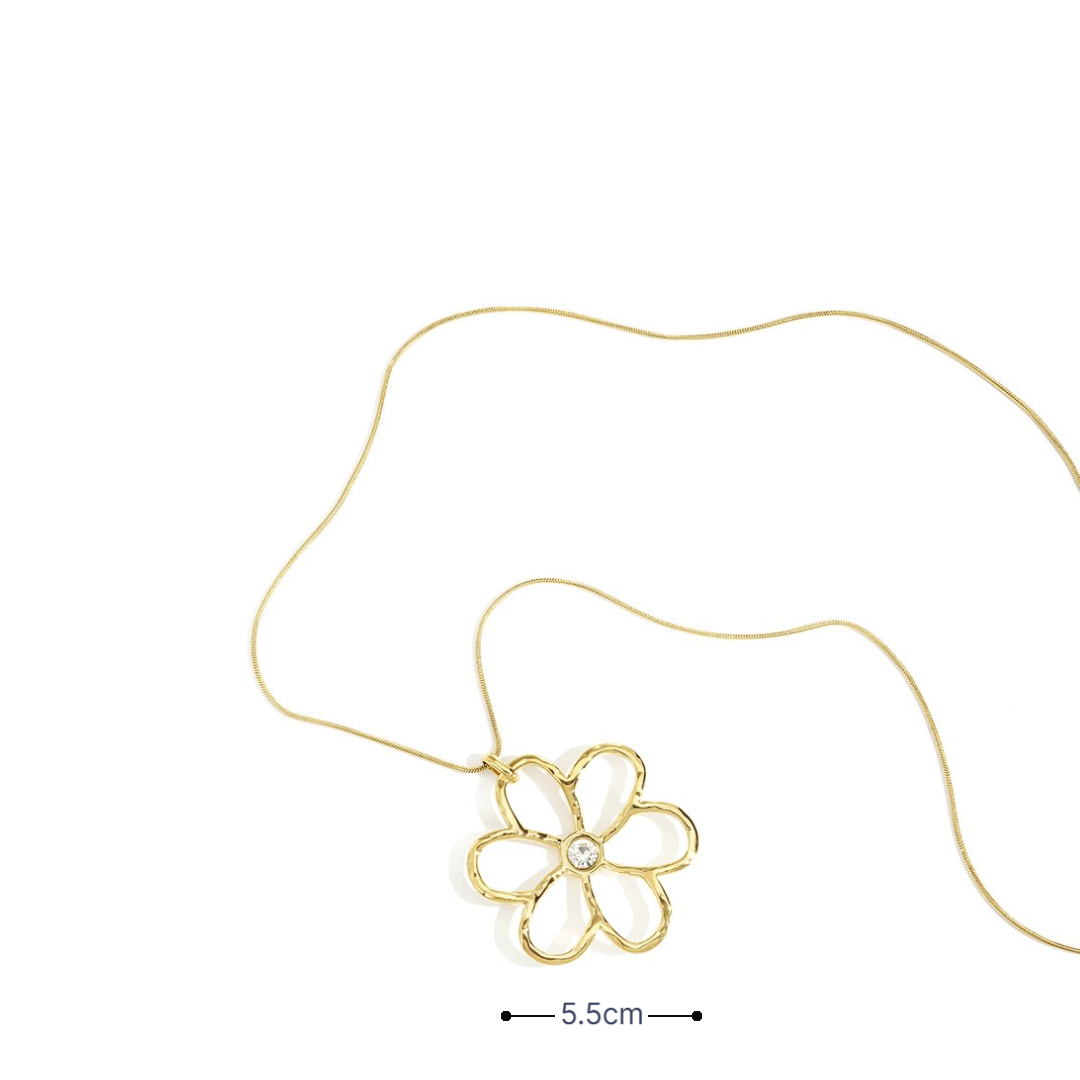 Lange gouden ketting met grote bloem