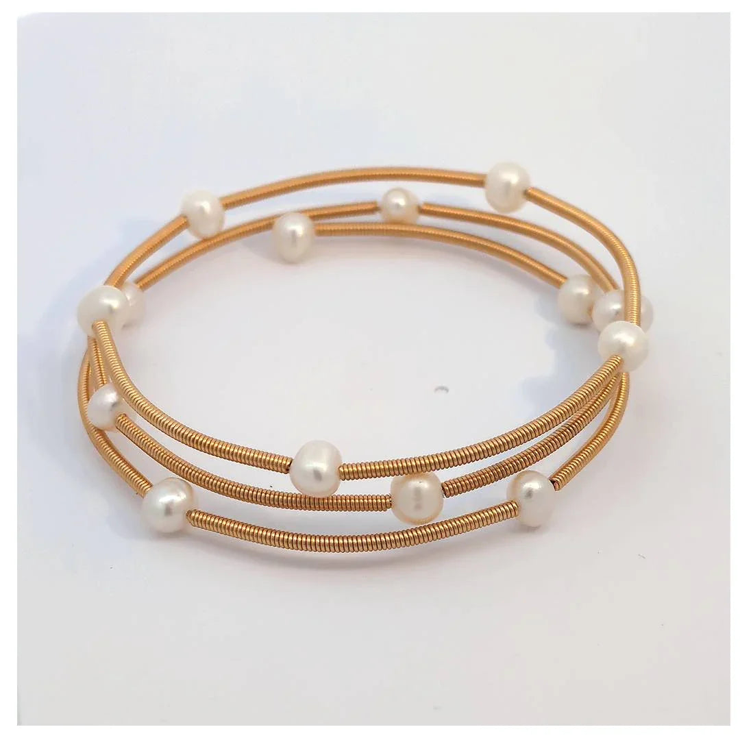Memory gouden armband met parel kralen - Casa Jadel