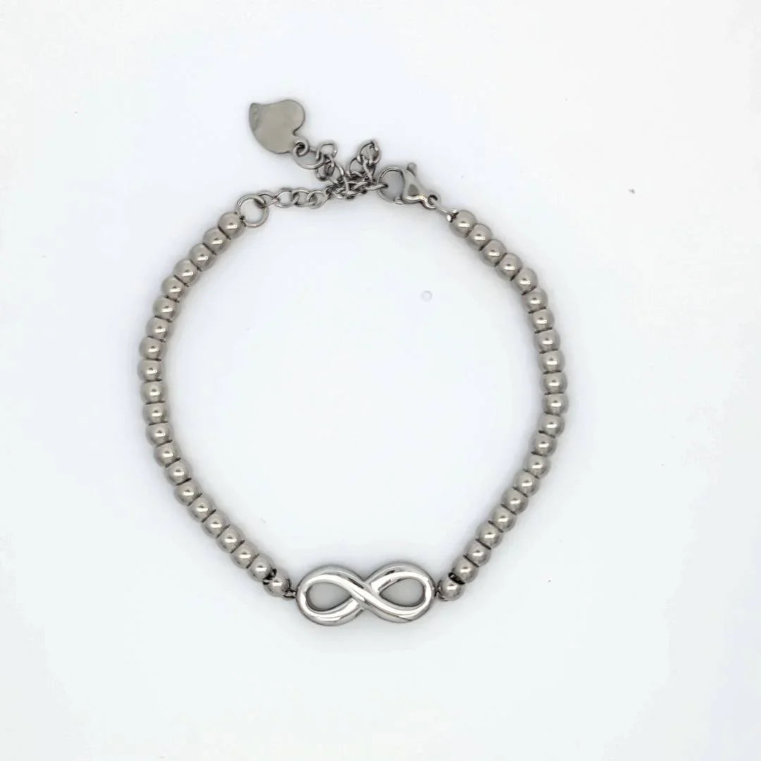 Kogelschakel zilveren armband met infinity bedel - Casa Jadel