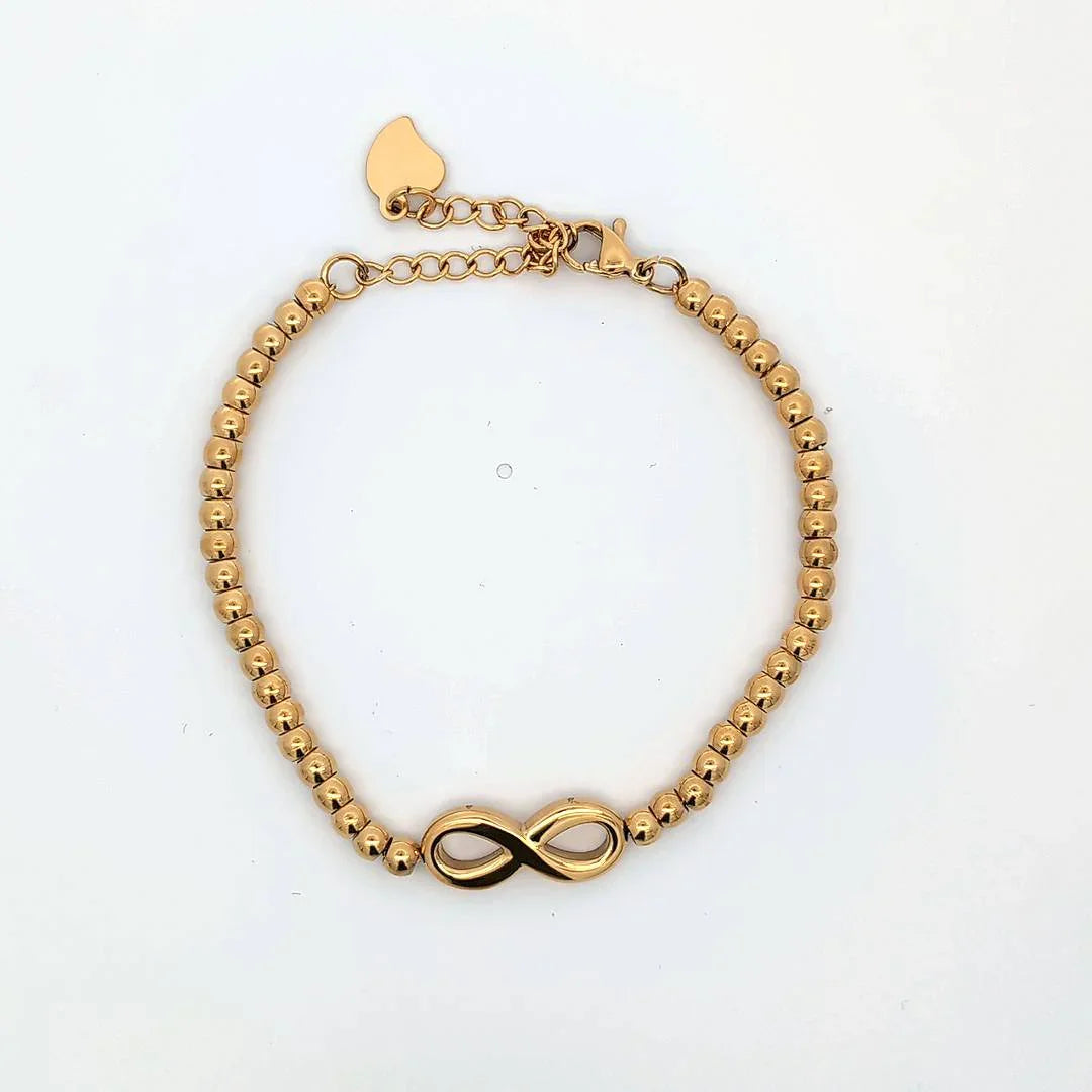 Kogelschakel gouden armband met infinity bedel - Casa Jadel