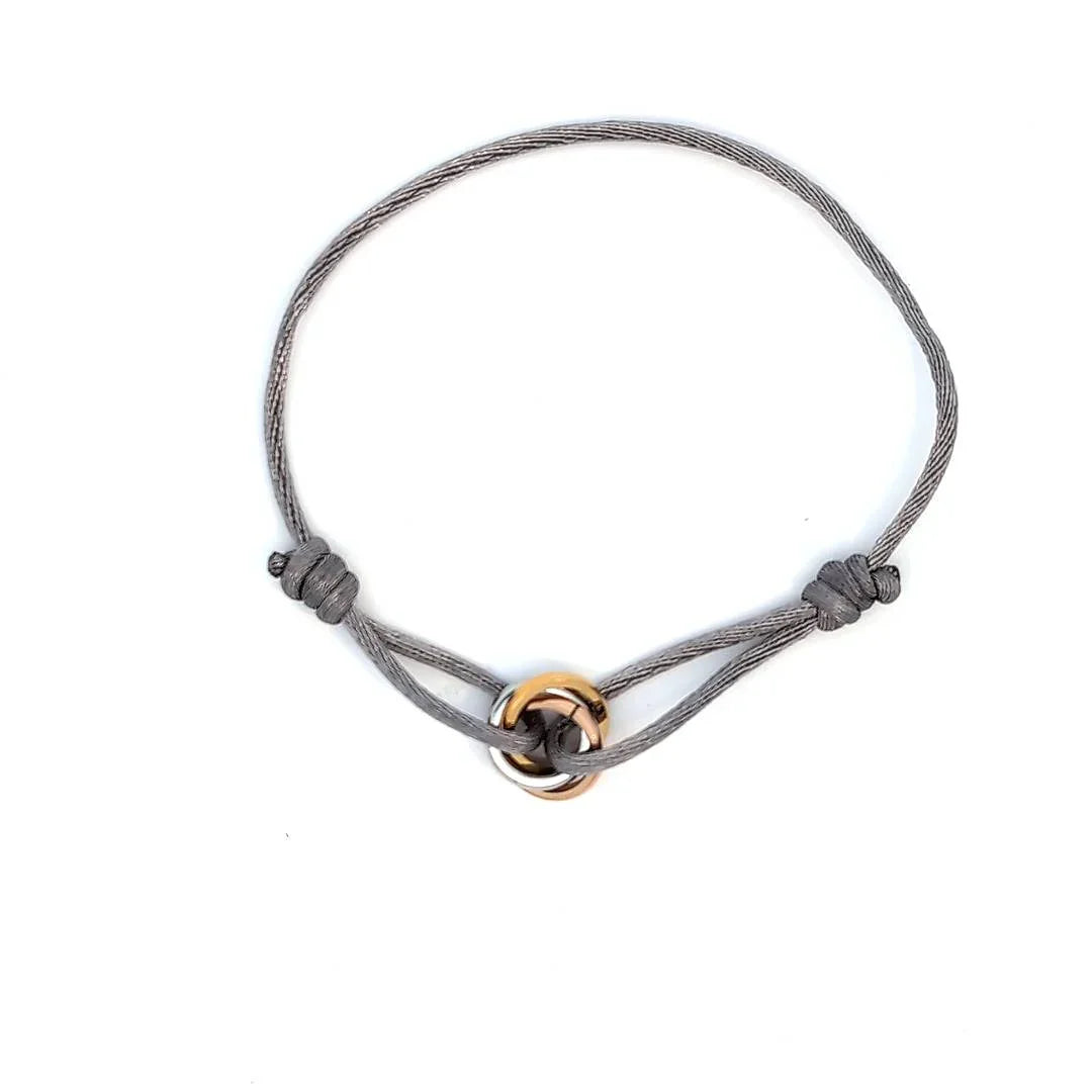 Grijs koord armbandje met 3 ringetjes - Casa Jadel