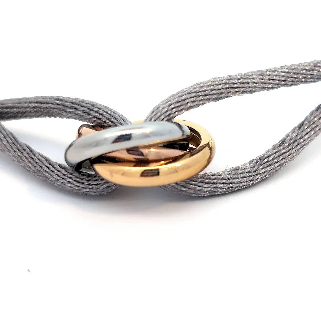 Grijs koord armbandje met 3 ringetjes - Casa Jadel