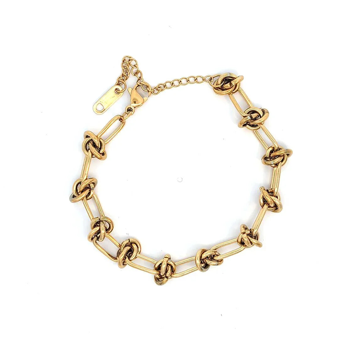 Gouden armband dunne schakels met een knoop - Casa Jadel