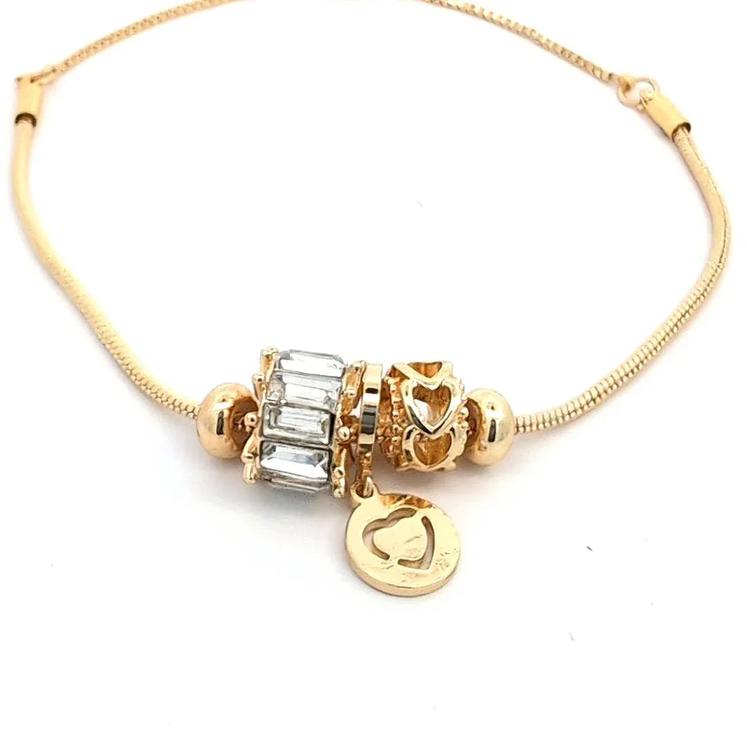Verstelbare gouden armband met 3 bedeltjes - Casa Jadel