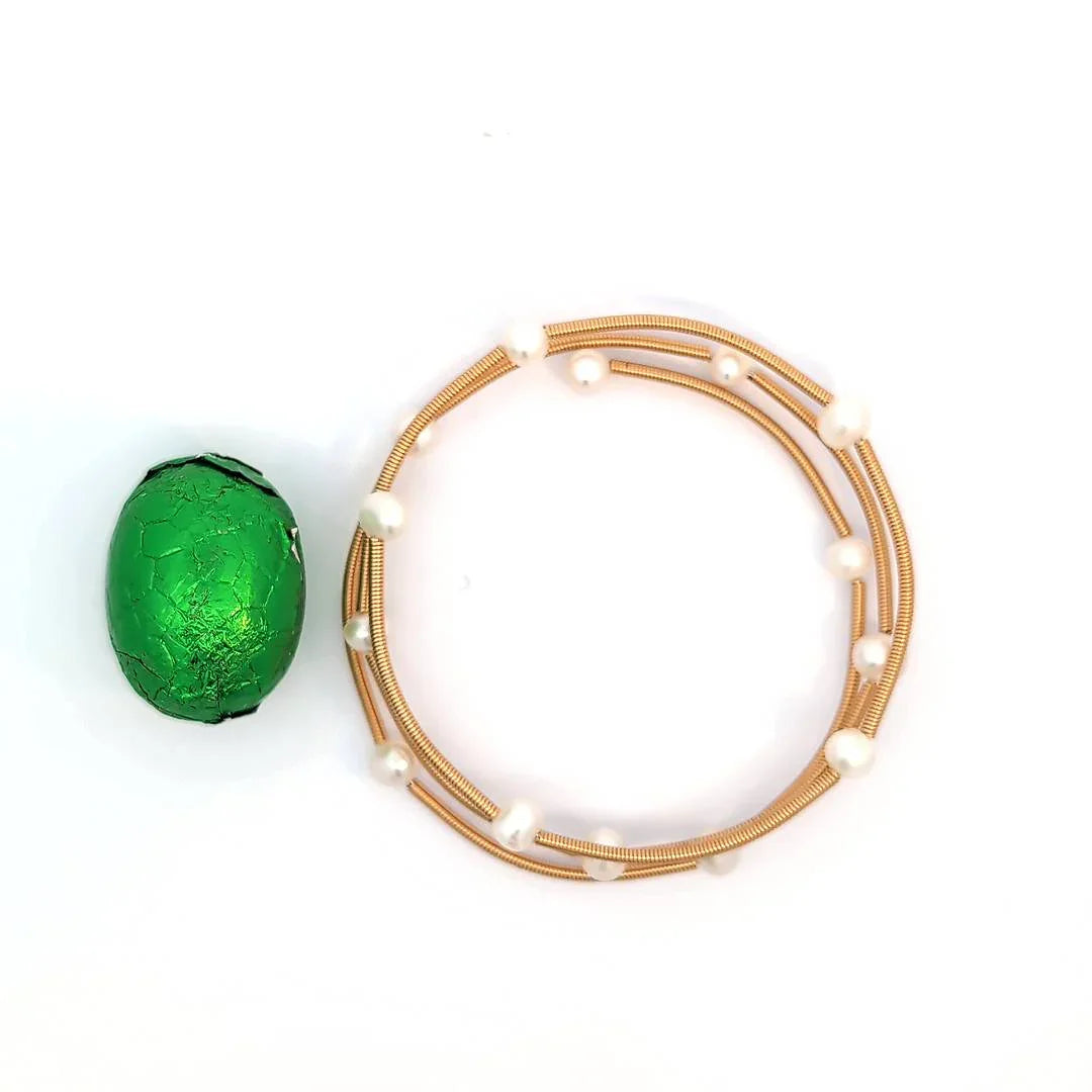 Memory gouden armband met parel kralen - Casa Jadel