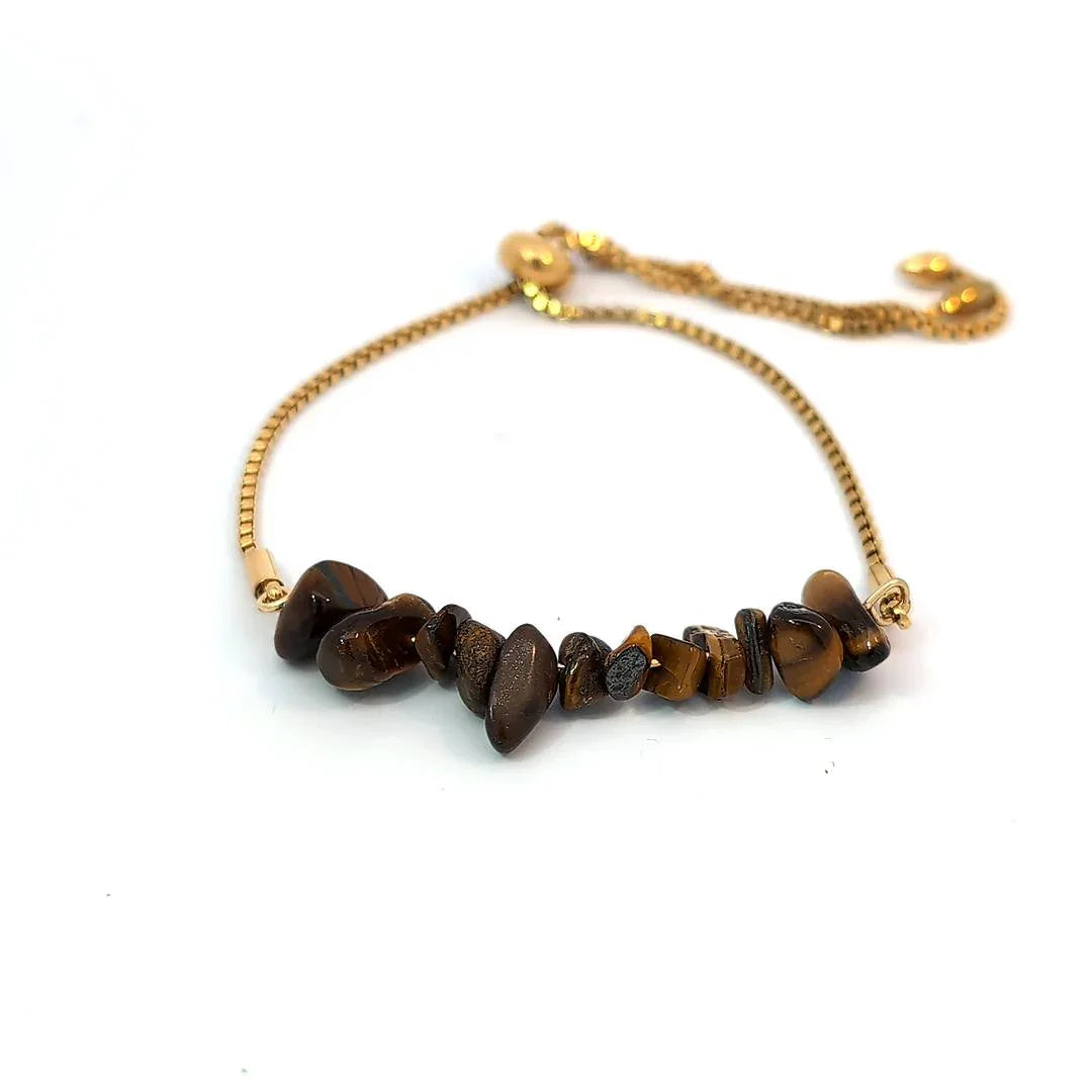 Verstelbare armband met tijgeroog steentjes - Casa Jadel
