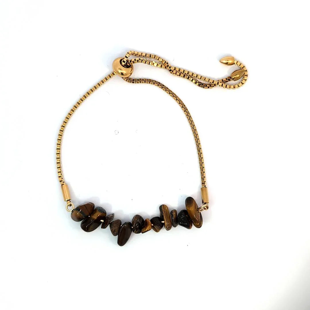 Verstelbare armband met tijgeroog steentjes - Casa Jadel
