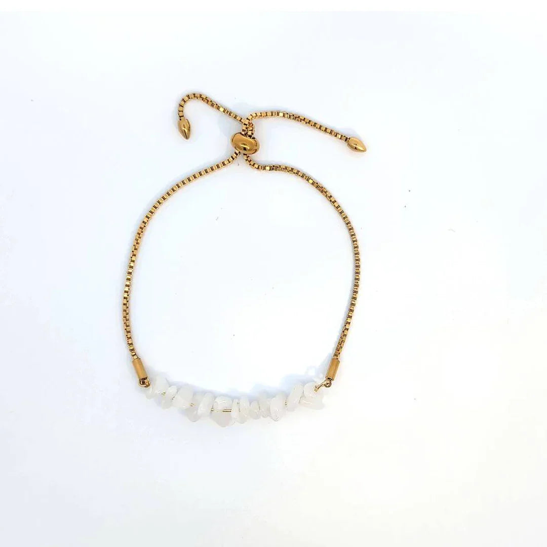 Verstelbare armband met witte steentjes - Casa Jadel