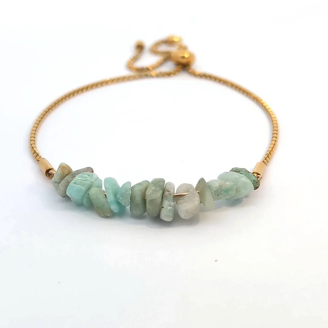 Verstelbare armband met turquoise groene steentjes - Casa Jadel