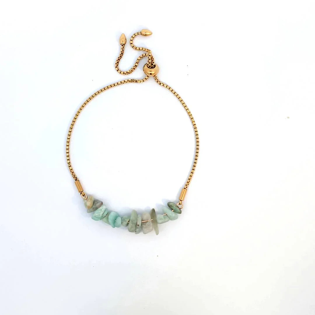 Verstelbare armband met turquoise groene steentjes - Casa Jadel