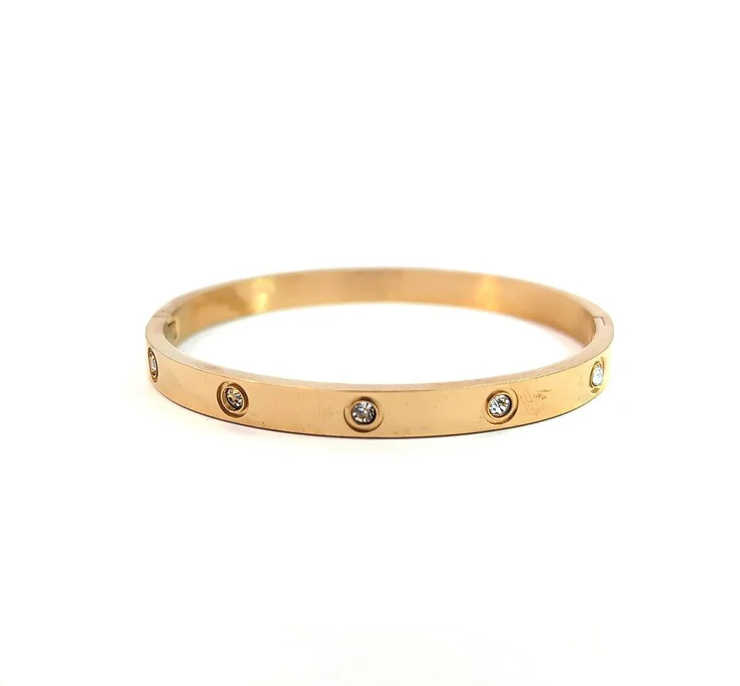 Bangle gouden armband met 10 kristallen rondom - Casa Jadel