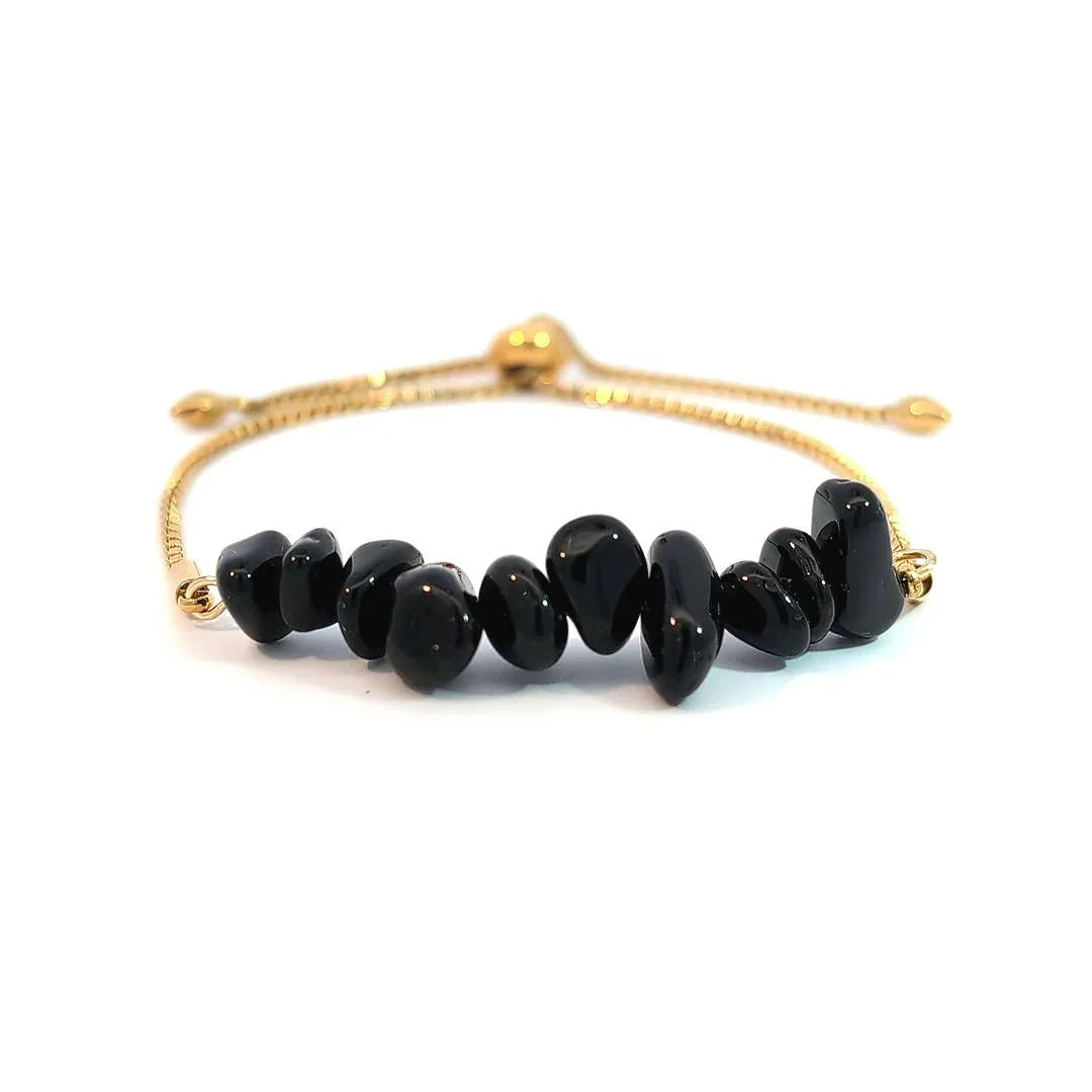 Verstelbare armband met zwarte steentjes - Casa Jadel