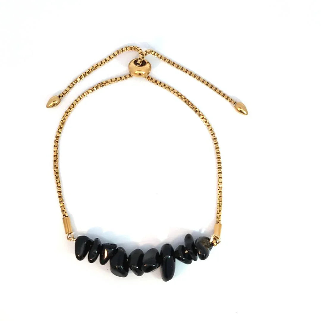 Verstelbare armband met zwarte steentjes - Casa Jadel