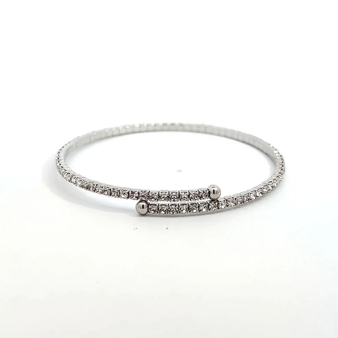 Dunne bangle armband met strass rondom - Casa Jadel