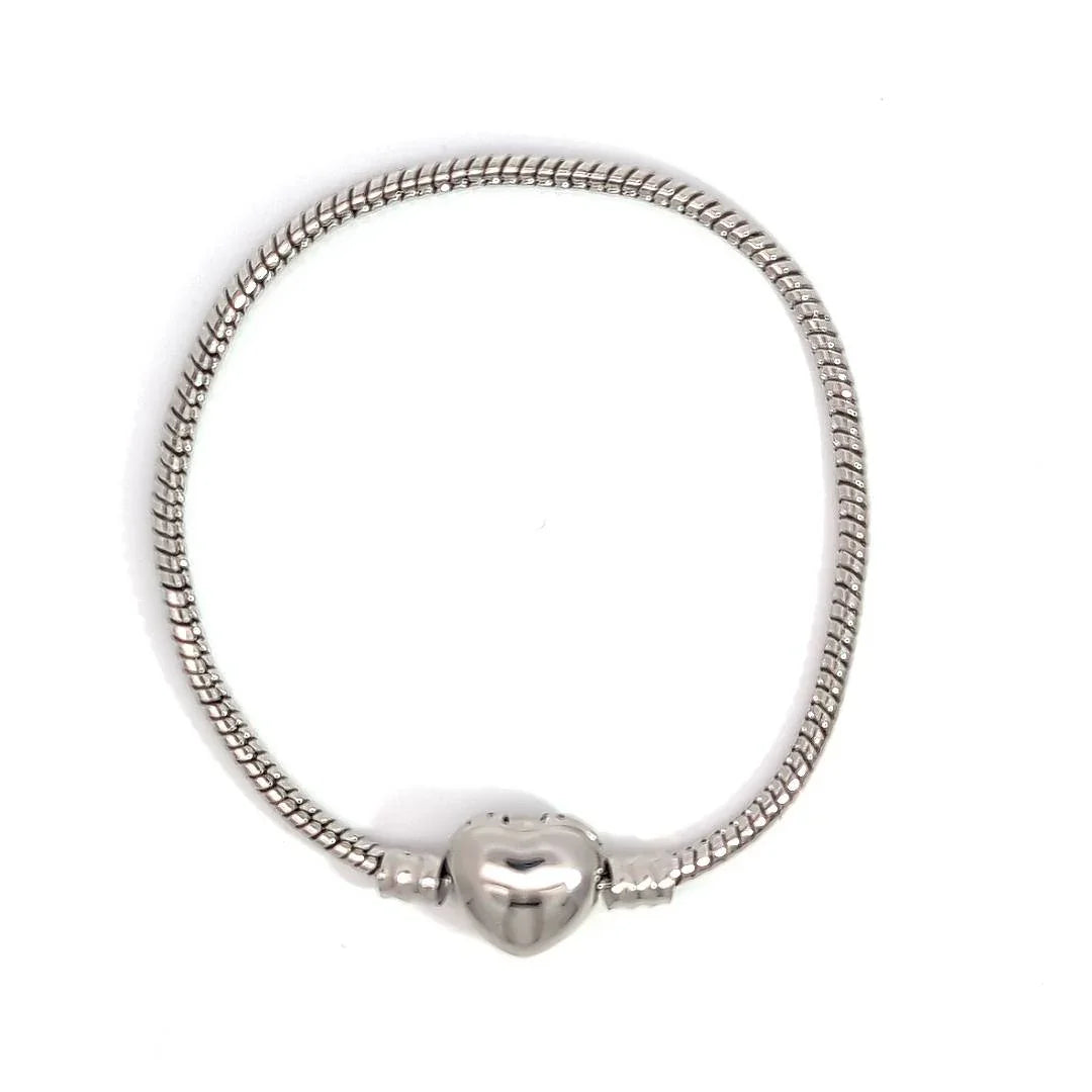 Slangenschakel armband met hartje sluiting - Casa Jadel