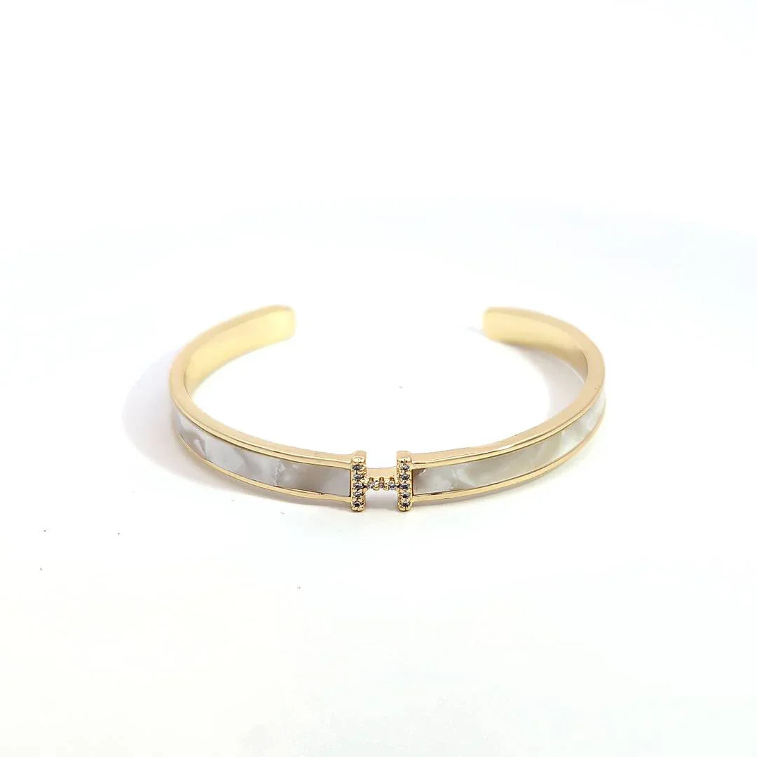 Bangle gouden armband met parelmoer - Casa Jadel