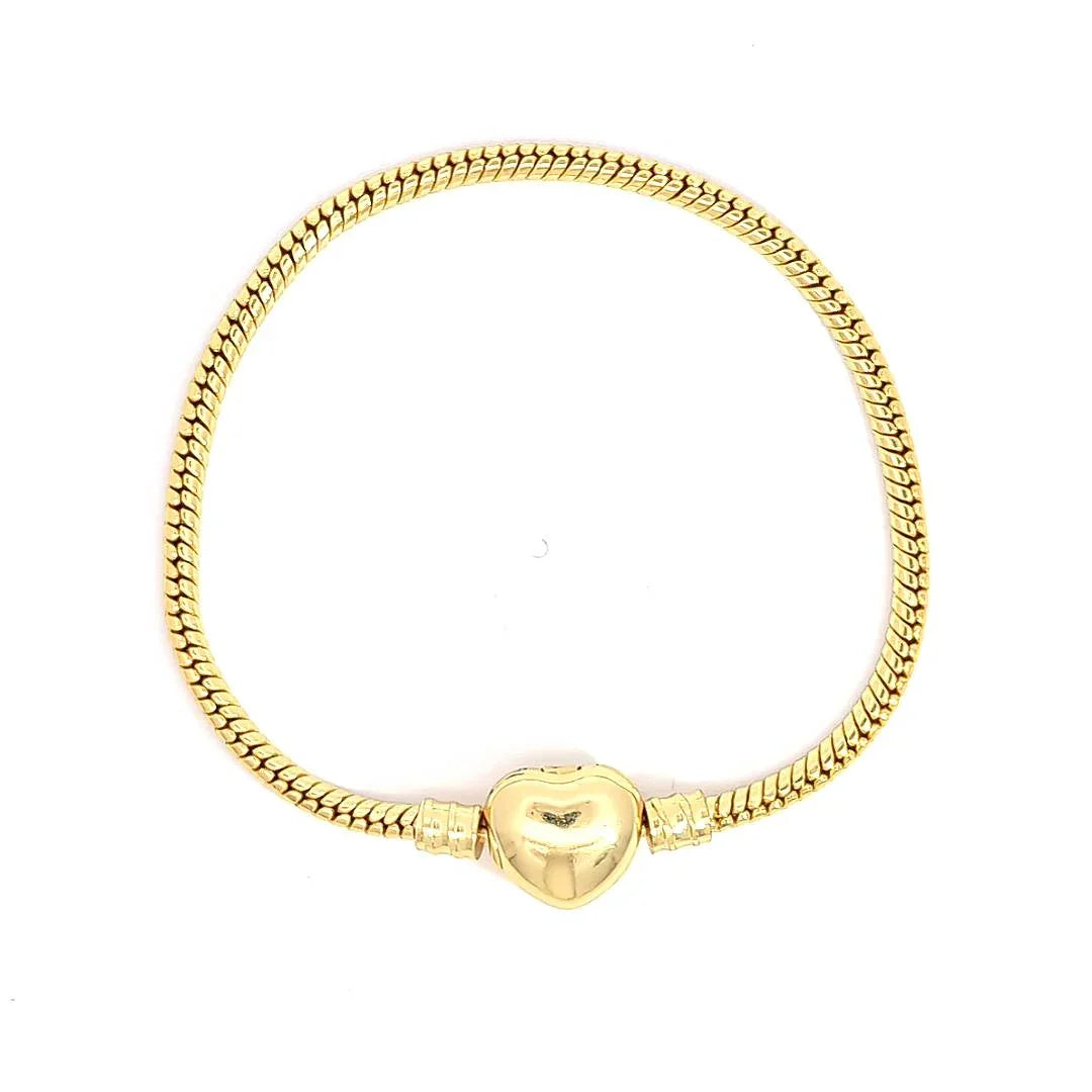 Slangenschakel armband met hartje sluiting - Casa Jadel