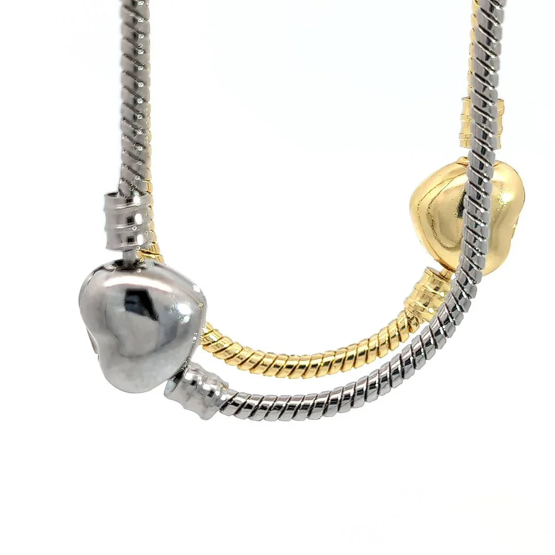 Slangenschakel armband met hartje sluiting - Casa Jadel