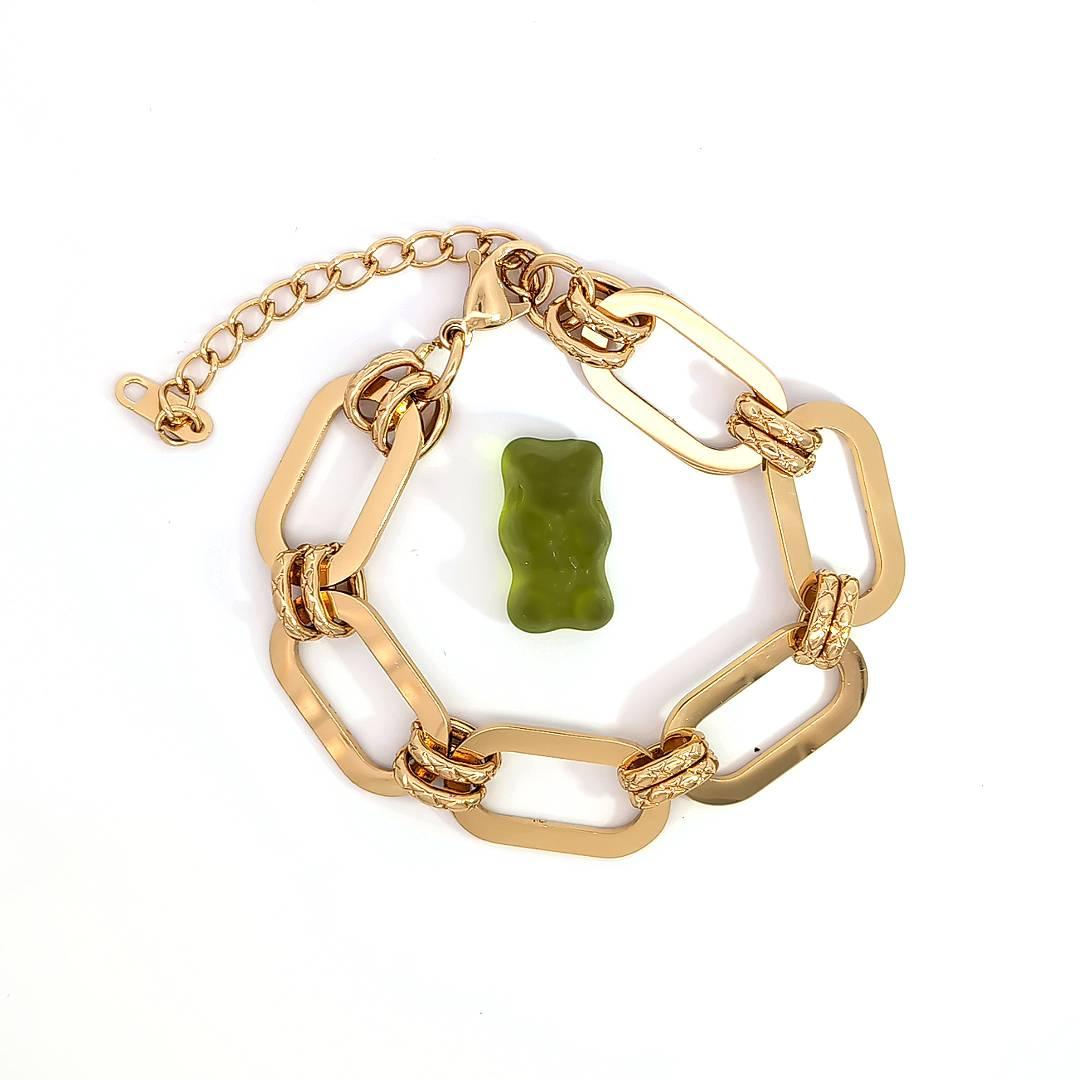 Grote platte gouden schakelarmband - Casa Jadel