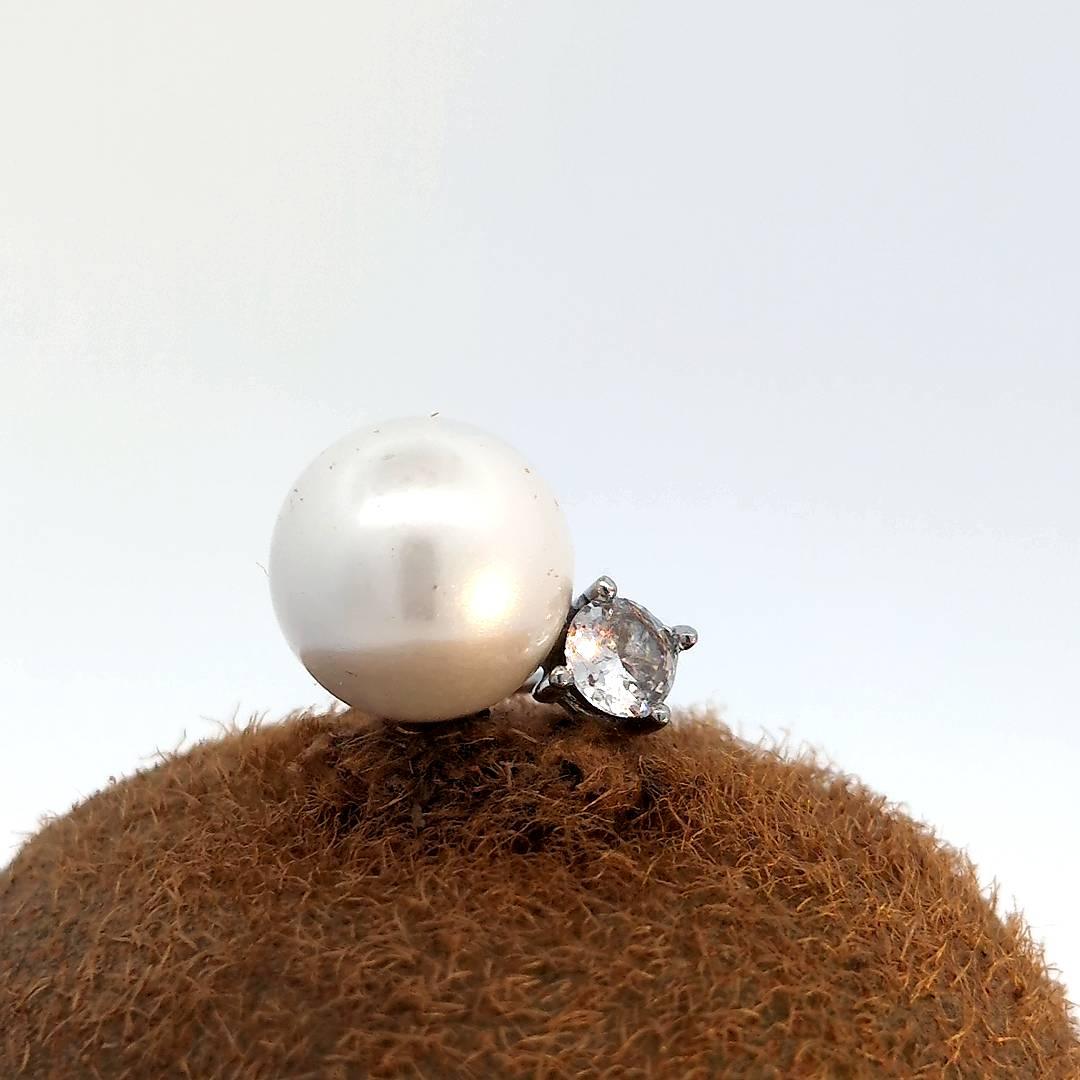 Oorknopjes zilver met kristal een parel - Casa Jadel
