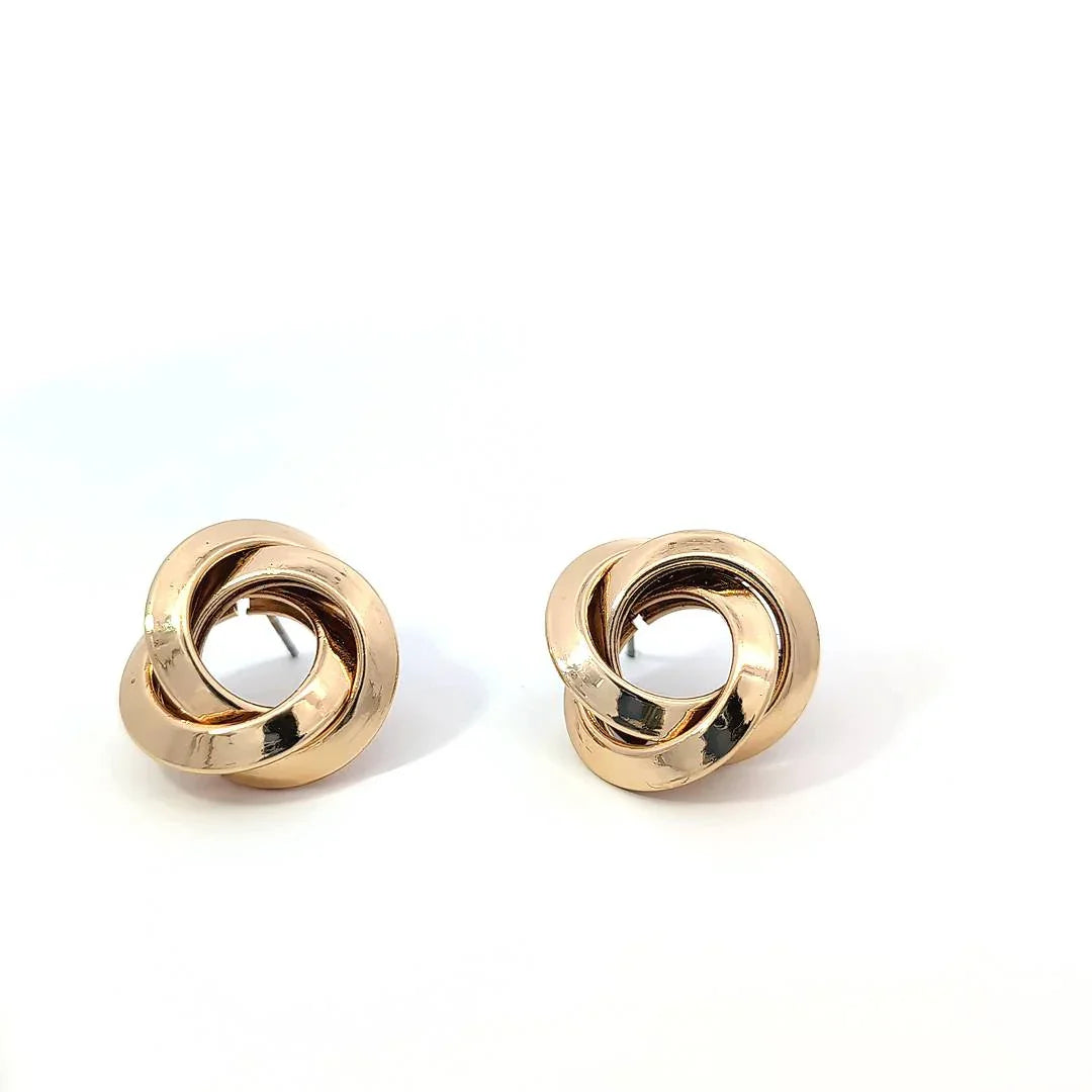 Oorknopjes 3 hoekige gedraaide goud 14K ringen - Casa Jadel