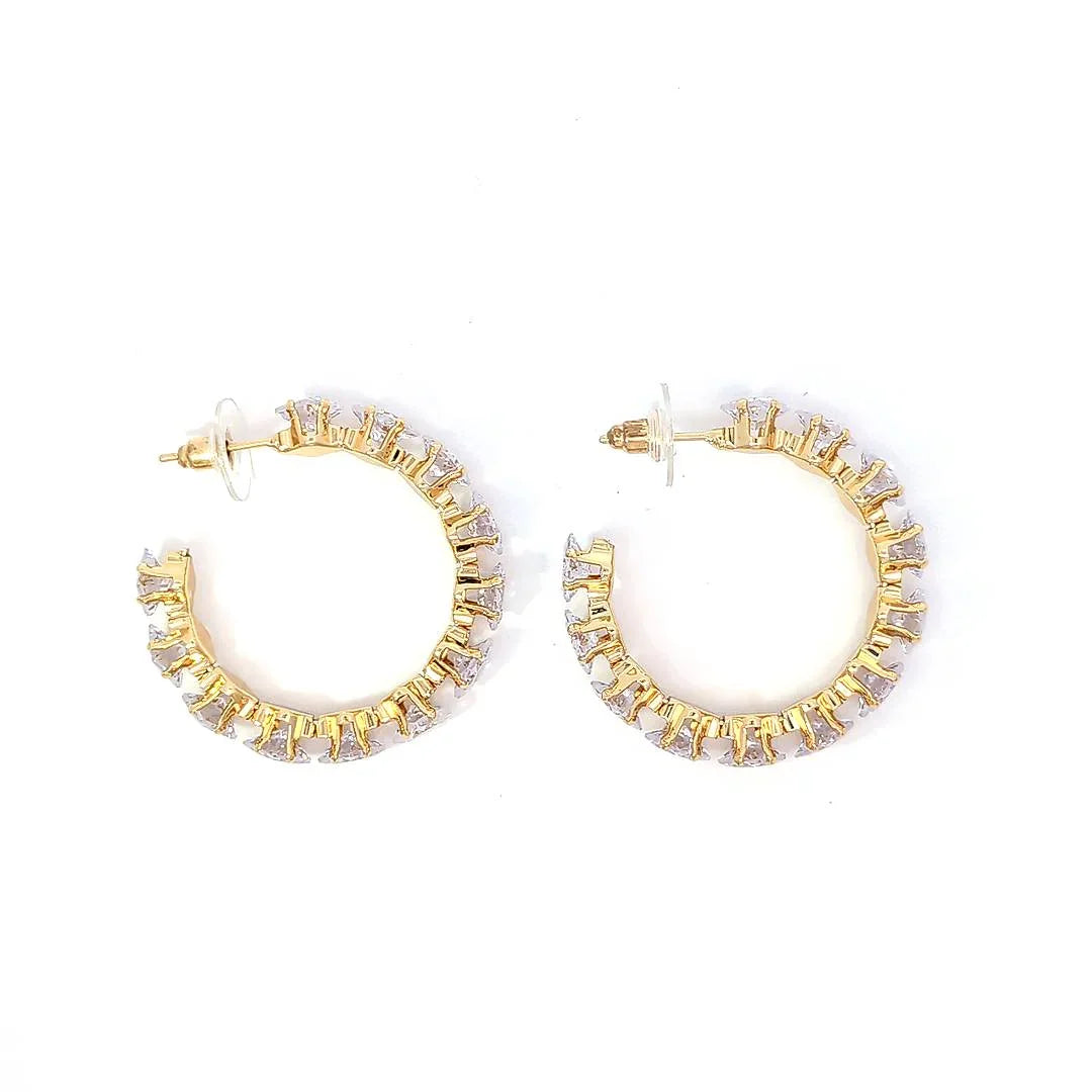 Open gouden oorringen met rondom witte zirkonen - Casa Jadel