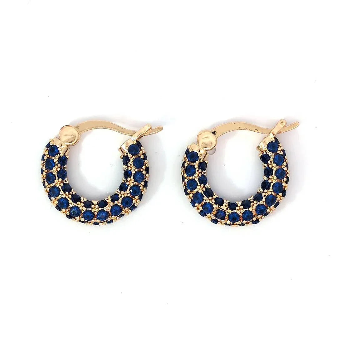 Kleine oorringetjes met donker blauwe strass steentjes - Casa Jadel