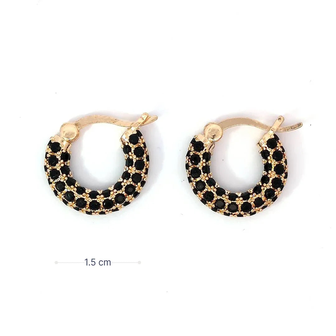Kleine oorringetjes met zwarte strass steentjes - Casa Jadel