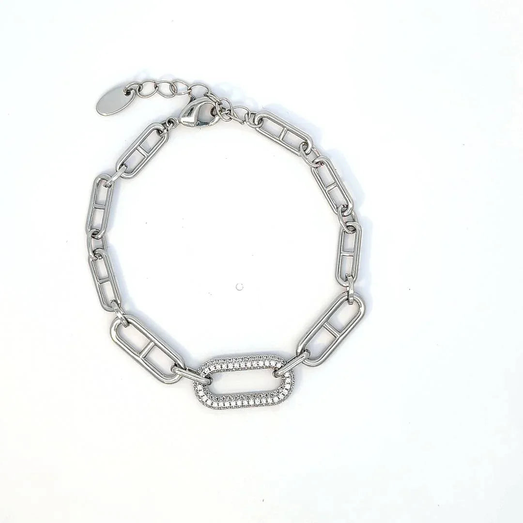 Schakelarmband met strass schakel - Casa Jadel